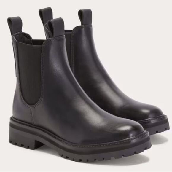 EVERLANE The Lug Chelsea Boot Black Leather Pull On Stretch Ankle Size 7 NEW - Picture 6 of 6